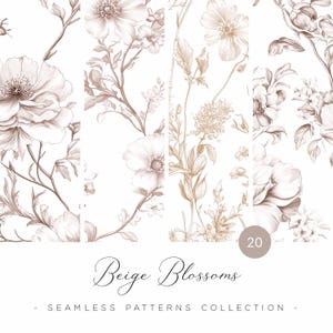 Chinoiseries, motifs floraux sans couture, motifs de fleurs sauvages beiges, fleurs de style vintage, chinoiseries beiges, motifs vintage sans couture