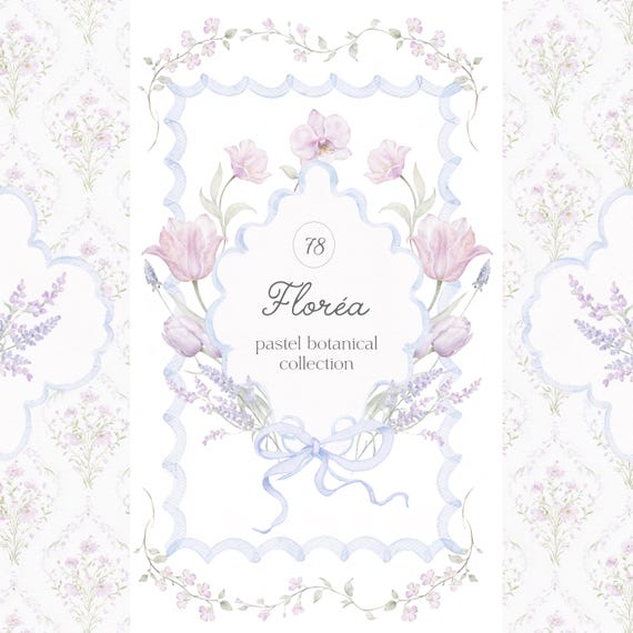 Watercolor Pastel Botanical Clipart Collection