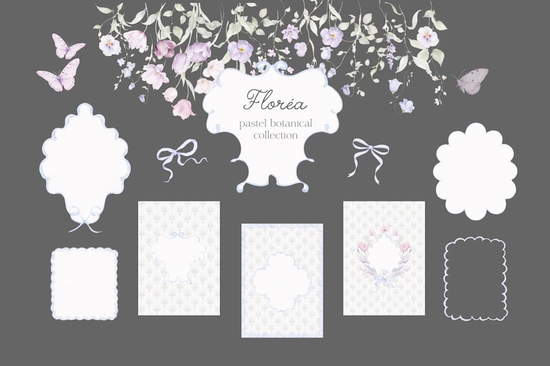 Watercolor Pastel Botanical Clipart Collection image 7