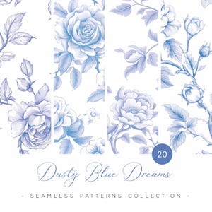 Naadloze chinoiseriepatronen, blauwe bloemenpatronen, digitale papieren chinoiserie, vintage clipart, vintage stijl, naadloze patronen