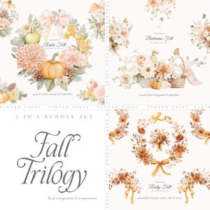 Akvarell höstblommig clipart-paket: Rustikt, Boho, Rostigt (digital nedladdning, kommersiell licens ingår)