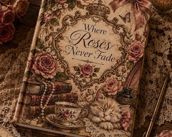 Vintage-Notizbuch mit Rosenmuster, viktorianisches Notizbuch mit floralen Linien, Schreibheft im Cottagecore-Stil, romantisches Geschenk für Sie