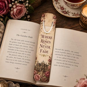 Vintage-Lesezeichen aus Metall mit Blumenmuster, Rosen-Lesezeichen für Bücherliebhaber, viktorianisches Buchaccessoire, romantisches Geschenk für Leseratten, Lesezeichen im Cottagecore-Stil Bild 3