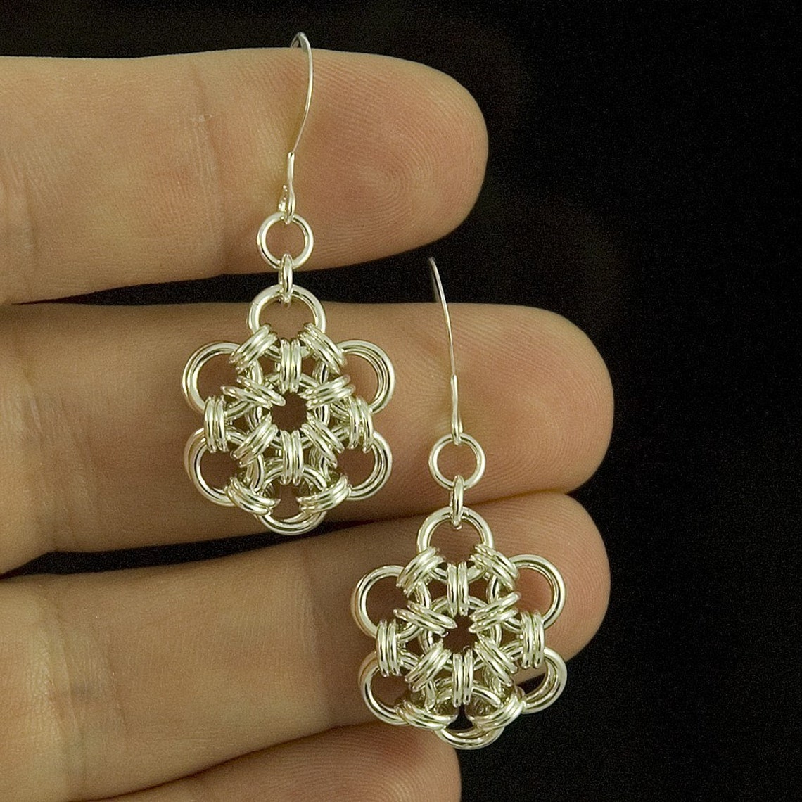 Chainmaille Tutorial Japanese Flower Chain Maille Earrings Etsy
