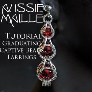 May include: A tutorial for making graduating captive bead earrings. The earrings are made with silver rings and red beads. The text "TUTORIAL GRADUATING CAPTIVE BEADS EARRINGS" is visible in the image.