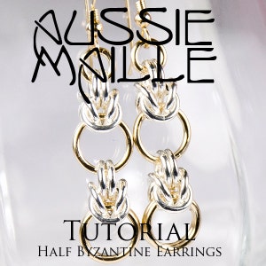 May include: A tutorial for making half Byzantine earrings. The earrings are made with gold and silver wire and have a unique knot design.