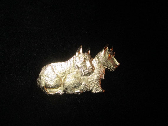 Vintage Scotties Pin Gold Tone Scotty Dog Brooch - image 1