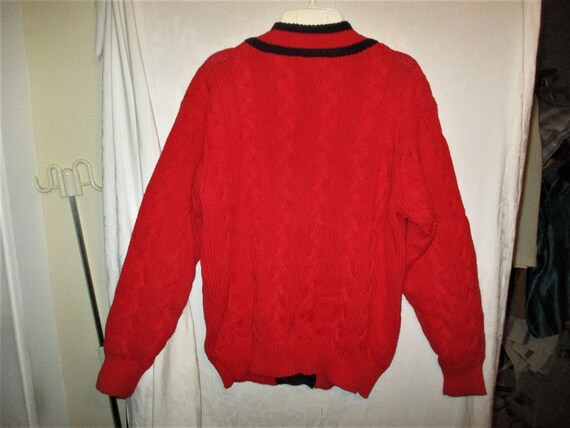 Vintage 80s Gap Red Cotton Preppie Knit Cardigan Sweater M Etsy