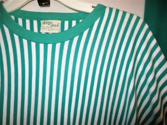 Vintage 80s Green White Stripe Track Jogging Suit… - image 2