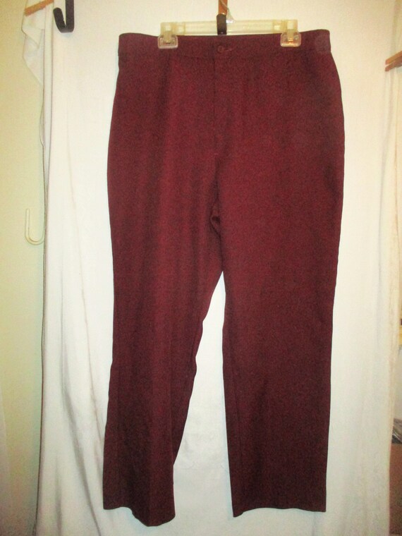 Vintage 70s Maroon Red Pants Poly Ladies Slacks 3… - image 3