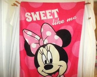 Vintage 90s Minnie Mouse Pink Sweet Beach Towel Terry Cloth