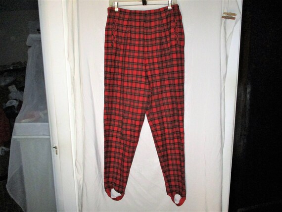 Vintage 90s Red Black Plaid Stretch Knit Ladies S… - image 1