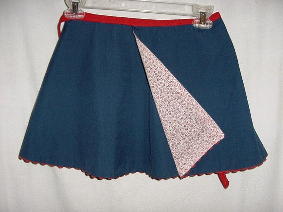 Vintage 60s Blue Apple Tennis Mini Wrap Skirt Med… - image 2