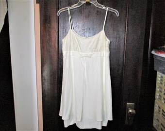 Vintage 80s White Layered Mini Tank Dress S Lace Sheath 60s Style