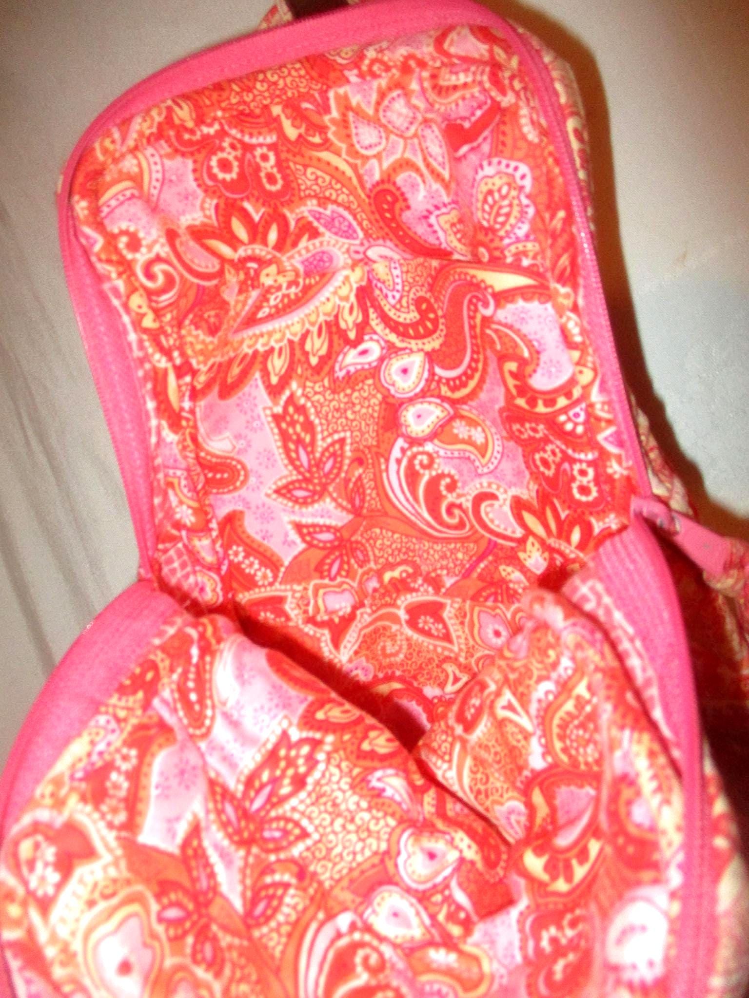 Canvas/Cotton Backpack Pink Orange Floral Paisley Vintage Vera Bradley Sherbet Pink Paisley Duffel Medium  main image 3