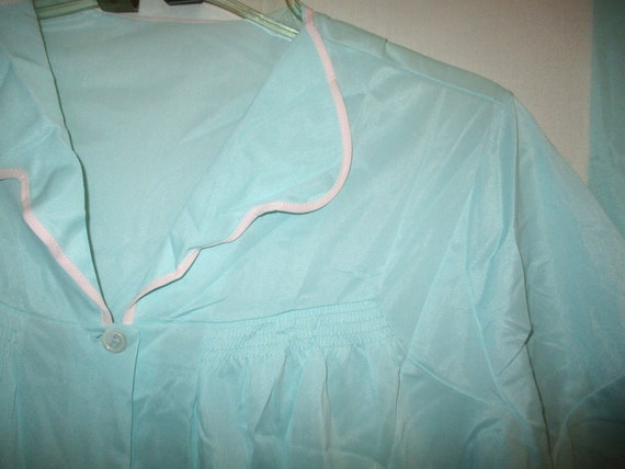 Vintage 60s Light Blue Pajama Set L Ladies Nylon … - image 2