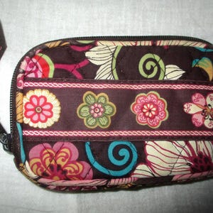 Vintage 00s Vera Bradley Mod Floral Pink Flowers Coin Purse Wallet Zip Top