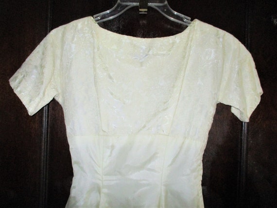 Vintage 50s Off White Lace Chiffon Dress S Flair … - image 2