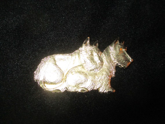 Vintage Scotties Pin Gold Tone Scotty Dog Brooch - image 4