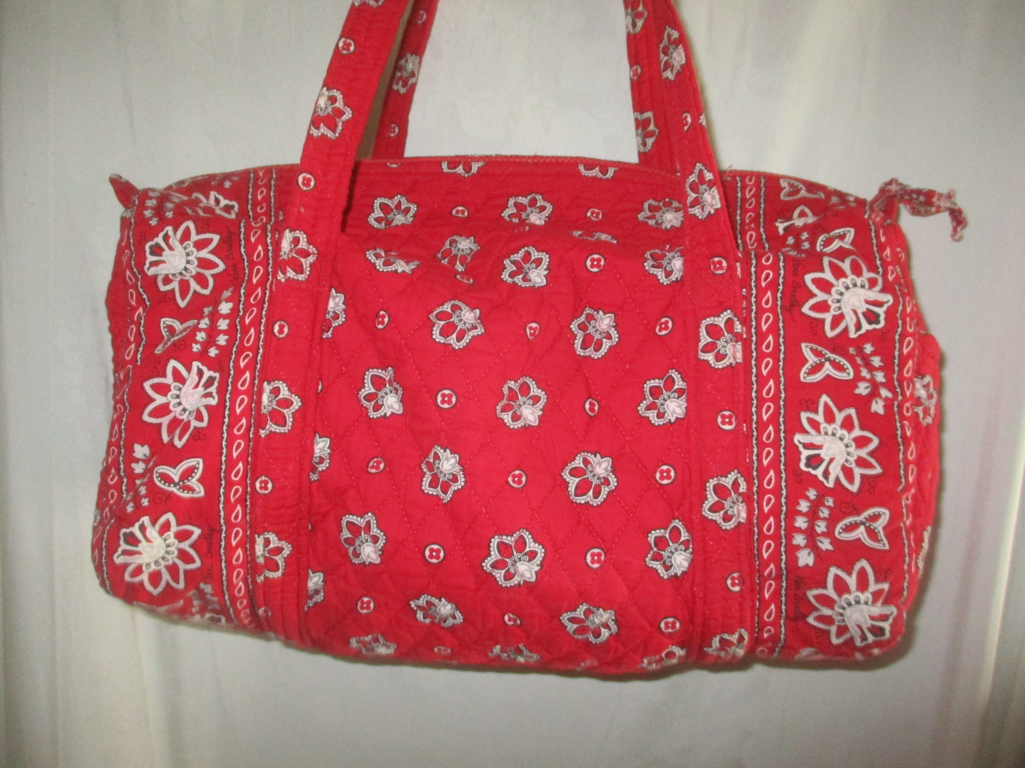 Vintage 90s Vera Bradley Red Bandana Medium Luggage Duffel Purse