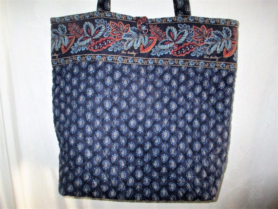 Vintage 90s Vera Bradley Classic Navy Blue Large … - image 1