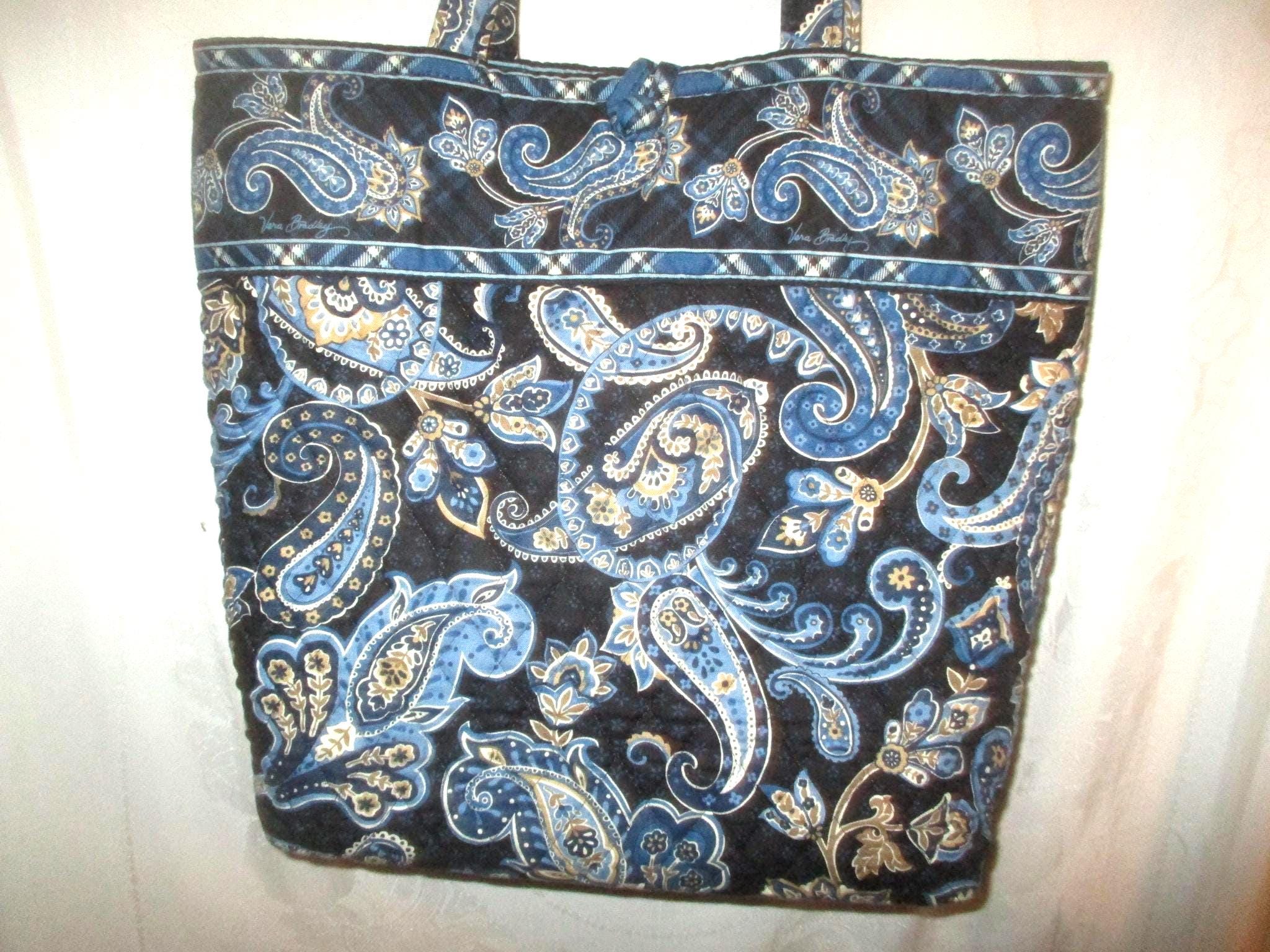 Vintage 90s Vera Bradley Windsor Navy Medium Shoulder Tote 