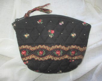 Vintage Vera Bradley Black Walnut Brown Leaf Lined Jewelry Folding