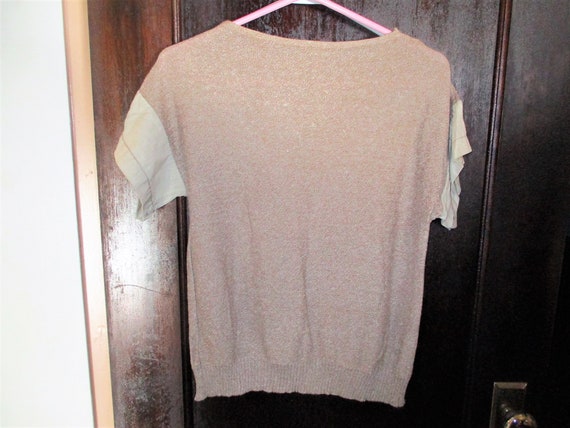 Vintage 80s Beige Linen Cotton Knit Ladies Pullov… - image 3