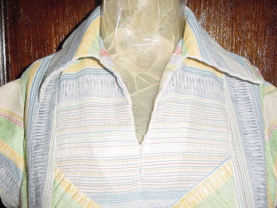 Vintage 70s Ladies Striped Pullover Tunic Top Sma… - image 2