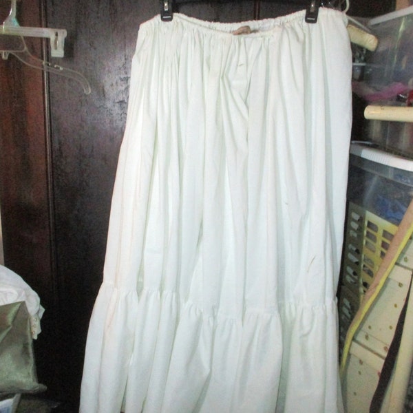 White Half Slip One Size Drawstring Full Length Ruffle Handmade Reenactment