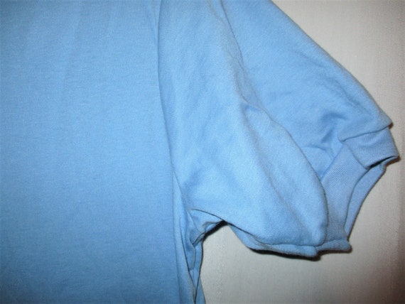 Vintage 70s Lt Blue Cotton Blend Polo Shirt M Wra… - image 3
