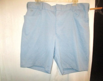 Vintage 70s Mens Poly Knit Shorts Blue 37 Male Dude As Is