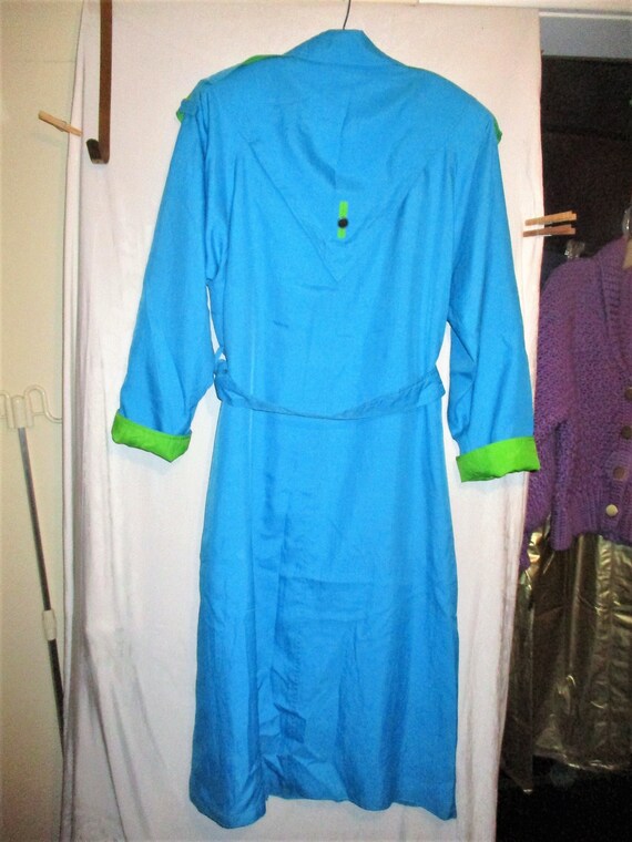 Vintage 90s Ladies Blue Green Spring Coat Color B… - image 4