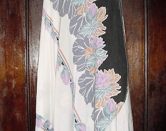 Vintage 70s Flower Print Poly Blend Wrap Skirt