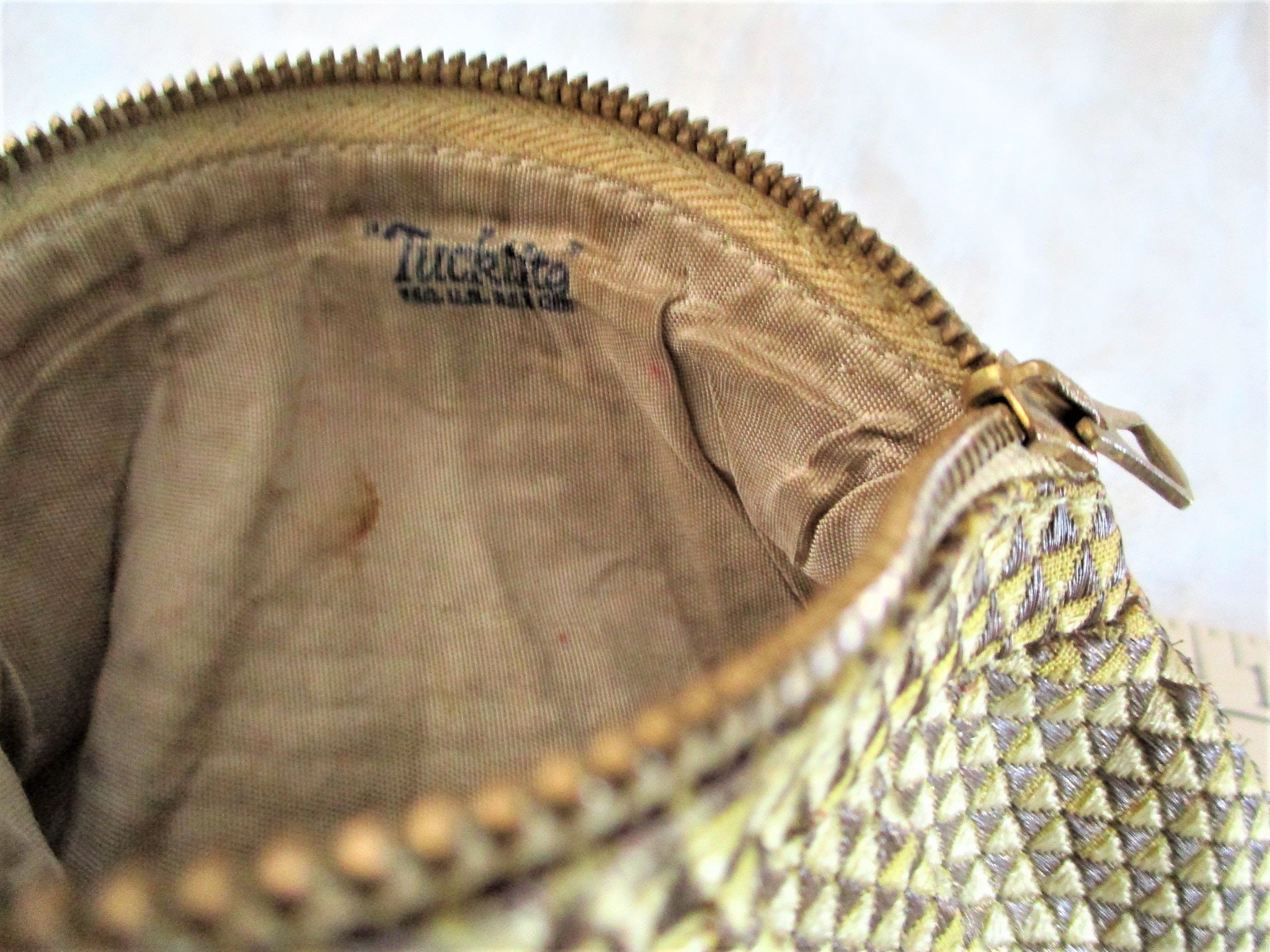 Vintage 40s Clutch Coin Purse Metallic Diamond Tapestry Gold Etsy