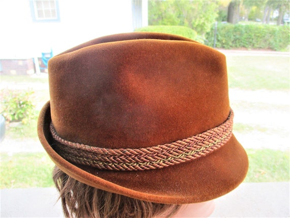 Vintage 70s Stetson Brown Velour Hat 7 3/8 Fedora