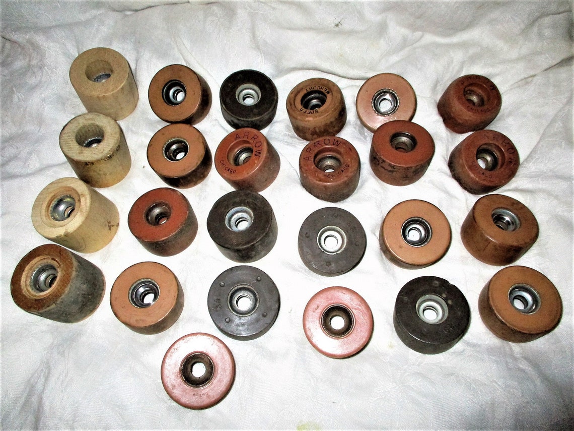Vintage Lot 25 Roller Skate Wheels Derby Wood Mercury Arrow Etsy