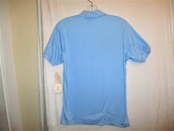 Vintage 70s Lt Blue Cotton Blend Polo Shirt M Wra… - image 4