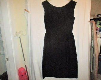 Vintage 60s Black Crepe Tiered Shift Dress S Sleeveless Hepburn Style