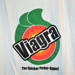 Vintage 90s Viagra White XL Novelty Tshirt Heavy Cotton Quicker 