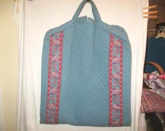 Vintage 80s Vera Bradley Wedgewood Blue Garment Bag Clothing Suit Travel Large As Is