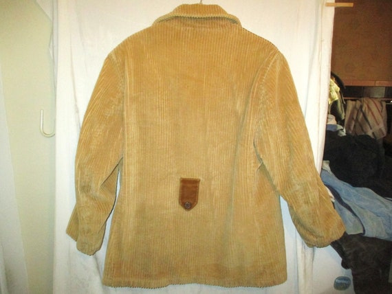 Vintage 70s Beige Corduroy Mens Coat M Plush Lini… - image 6