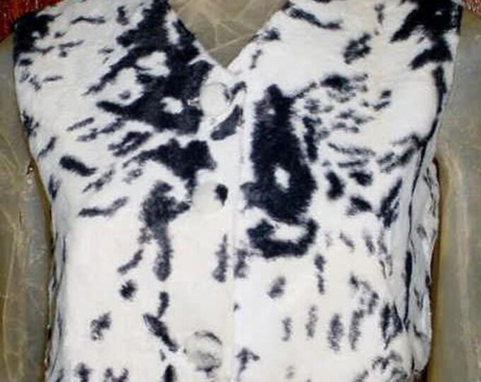 Black White Cow Print Faux Fur Vest Womans Sm Etsy