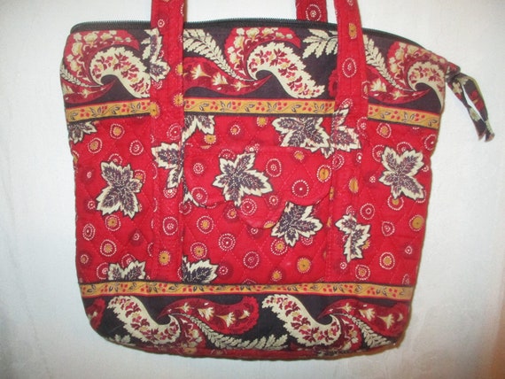 Vintage Vera Bradley Red Coin Tote Purse Small Villager Gray Leaves Etsy UK
