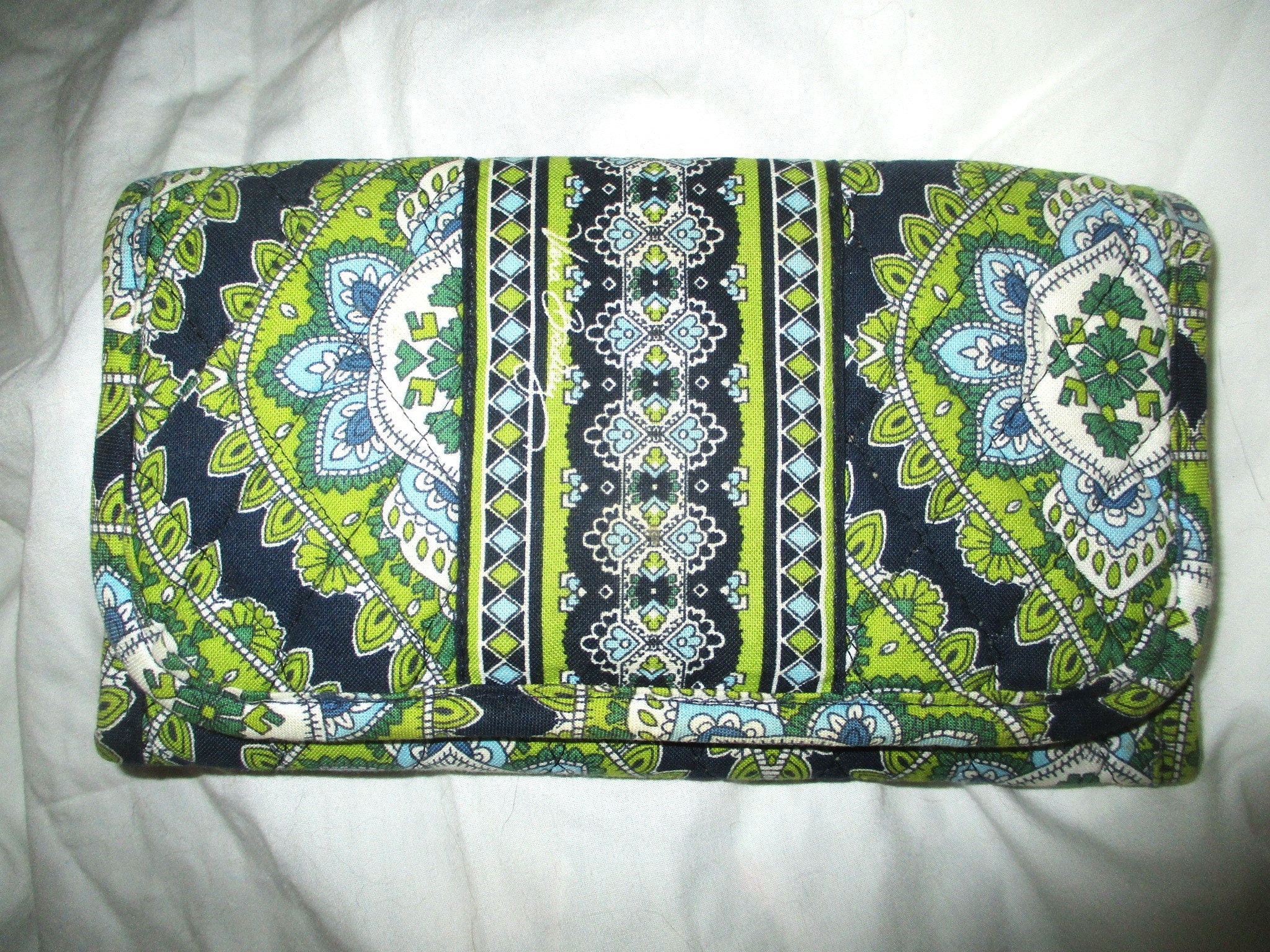 【ハイレート】即発送らくらくメルカリ便 青白ウィリデ 40枚＆15枚サイドボード Vintage 00s Vera Bradley Cambridge Tri Fold Clutch Wallet Green