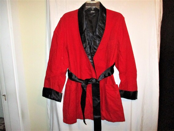 Vintage 50s Mens Red Corduroy Bathrobe M Hugh Hefn