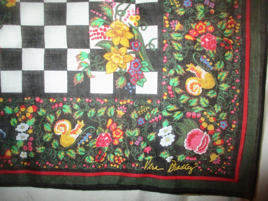 Vintage 90s Vera Bradley Tavern on the Green Cotton Head Scarf Square ...