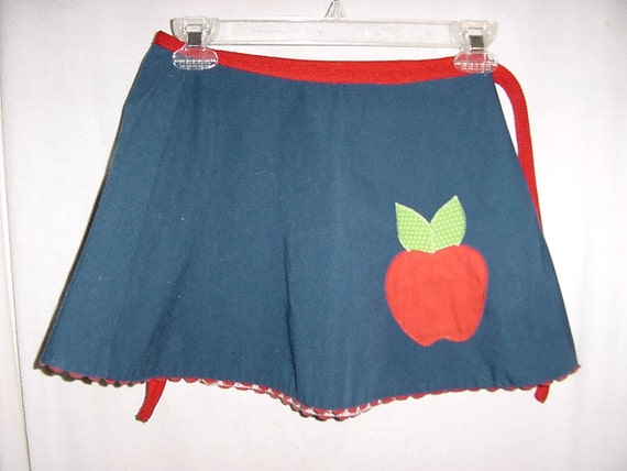 Vintage 60s Blue Apple Tennis Mini Wrap Skirt Med… - image 1