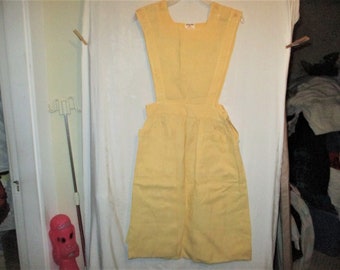 Vintage 50s Yellow Sanforized Cotton Monte Cloth Nurses Uniform Jumper 26 Waist