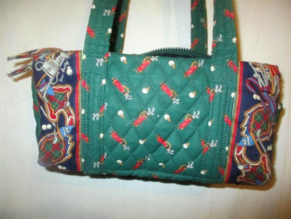 Vintage 90s Vera Bradley Golf Green Barrel Duffel Purse Tote Bag Designs